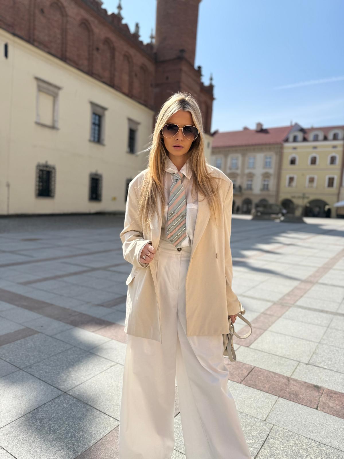 Spodnie wide leg bawełniane