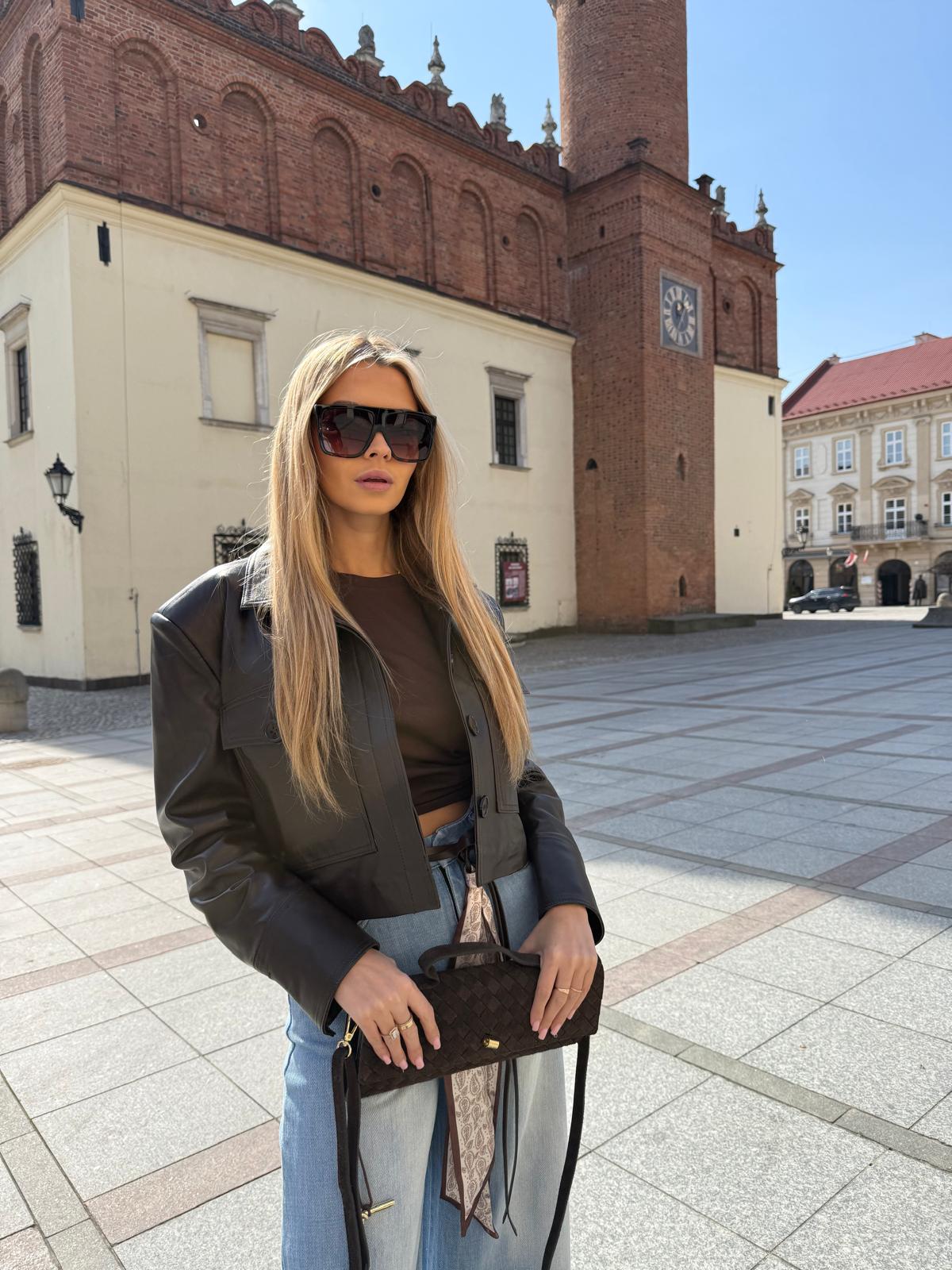 Kurtka skórzana brązowa