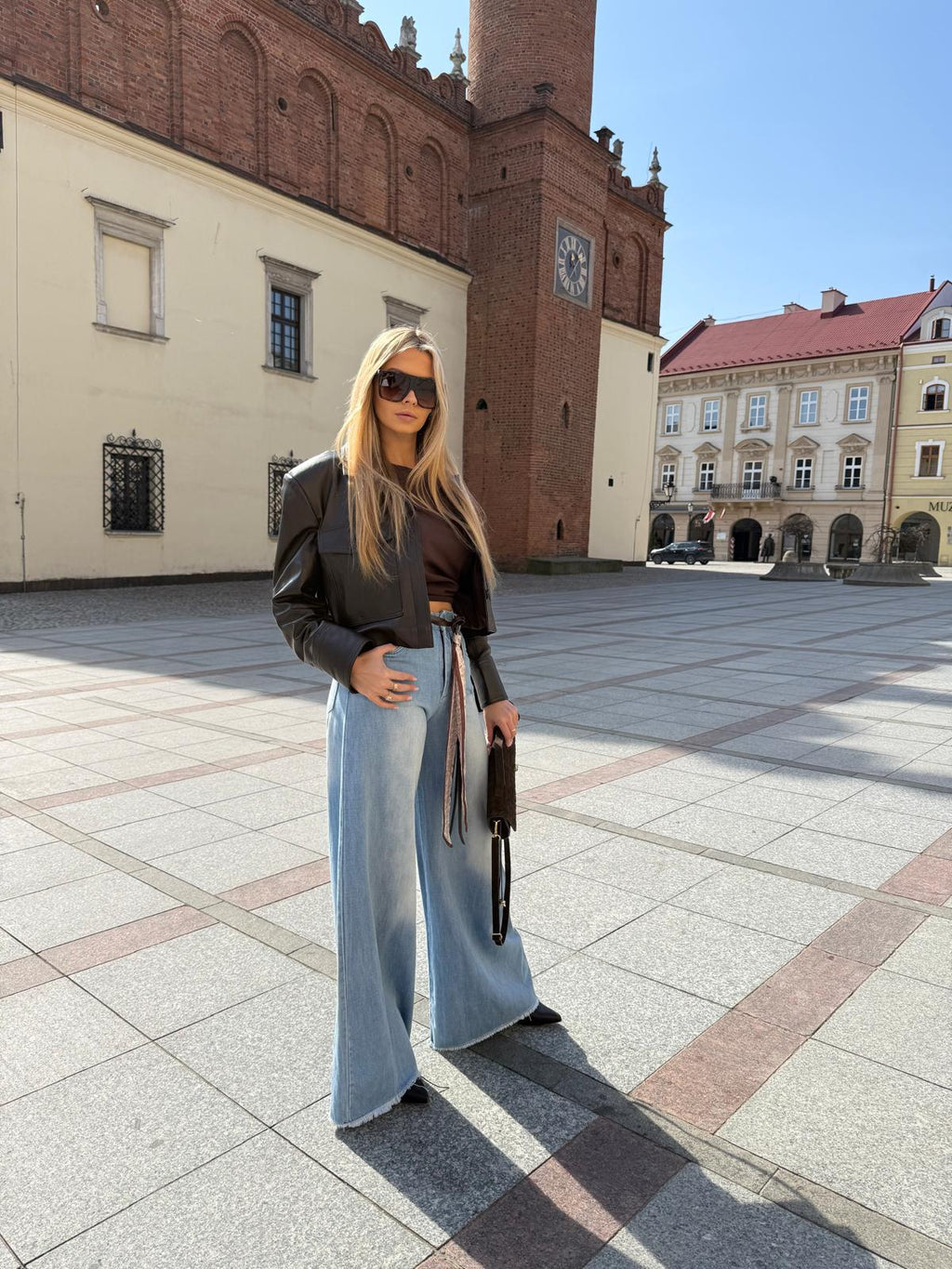 Kurtka skórzana brązowa